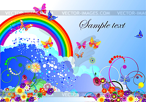 Abstract floral summer background with - vector image