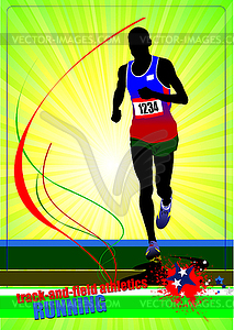 Running man. Track and field - vector image