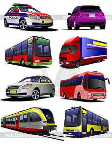 Collection of municipal transport images - vector clip art