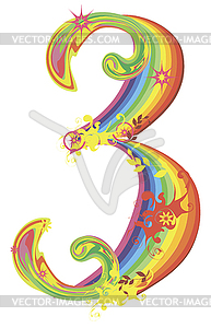 Decorative rainbow number - vector clip art