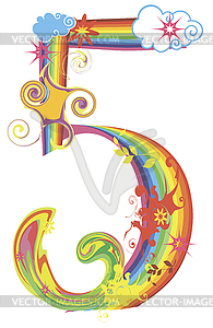 Decorative rainbow number - vector clipart