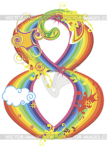 Decorative rainbow number - vector image
