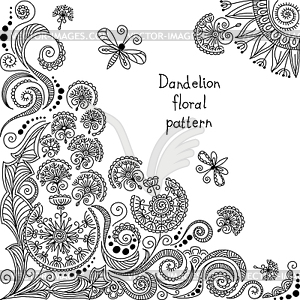 Black and white floral pattern - vector clipart / vector image