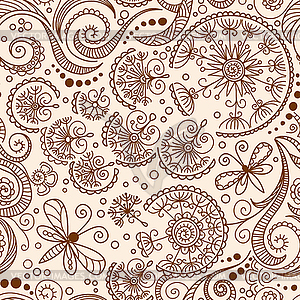 Seamless Henna mehndi doodle pattern - vector image