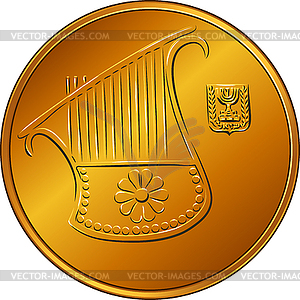 Gold Israeli money half-shekel coin - royalty-free vector clipart