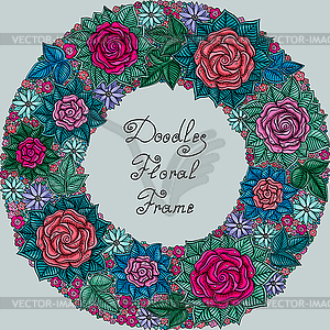 Color floral frame pattern - vector image