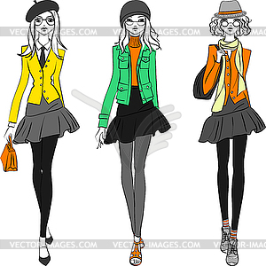 Beautiful fashion girls top models - vector clipart