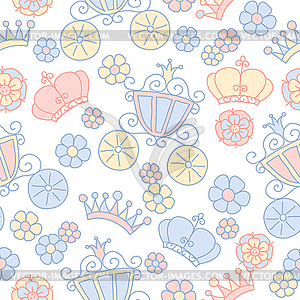 Seamless princess pattern - vector clipart