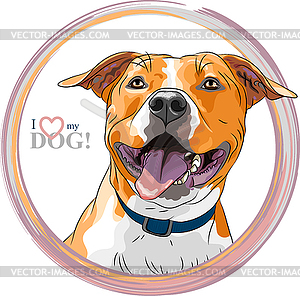 Sketch smiling dog American Staffordshire Terrier - vector image