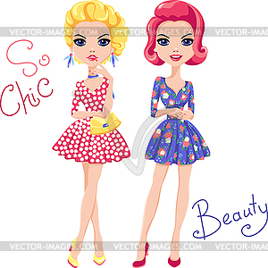 Pop Art cute fashion girls - vector image