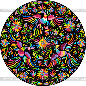 Mexican embroidery round pattern - vector image