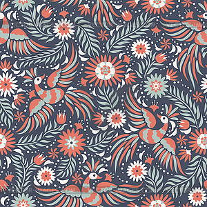 Mexican embroidery seamless pattern - vector image