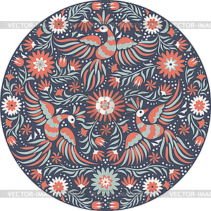 Mexican embroidery round pattern - vector clip art