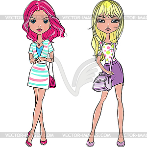 Set fashion girls - vector image