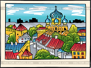 Night Medieval Old Town, Tallinn, Estonia - vector clipart / vector image