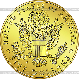 American Money, golden Dollar with eagle - vector clip art