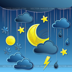 Background with night weather icon - vector image