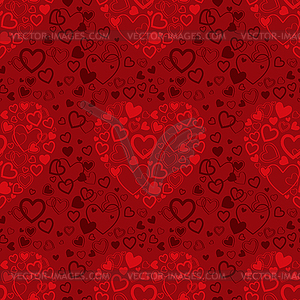 Red seamless pattern with hearts - vector clipart