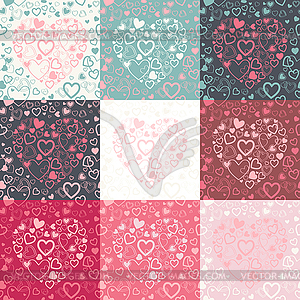 Set of seamless pattern with colorful hearts - vector image