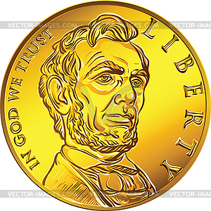 Американская золотая монета деньги на один доллар - клипарт Royalty-Free