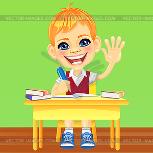 Happy smiling schoolboy - vector clipart