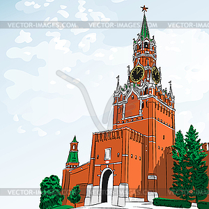 Sketch of Moscow Kremlin, Russia - vector clip art