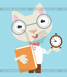 Ученый кот - векторное изображение клипарта