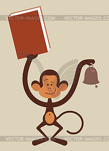 Monkey with book - royalty-free vector clipart