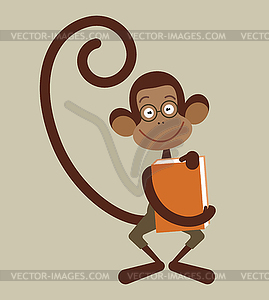 Monkey with book - royalty-free vector clipart