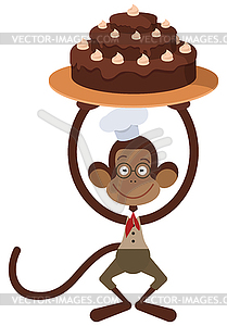 Monkey with cake - vector clipart