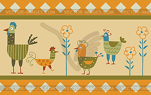 Funny hen background - royalty-free vector image