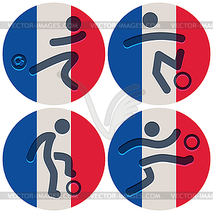 3462 - football icons on French flag - vector image