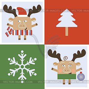 Merry Christmas deer - vector clipart