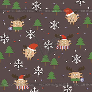 Christmas deer seamless - vector clip art