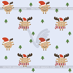 Christmas deer seamless - vector clip art