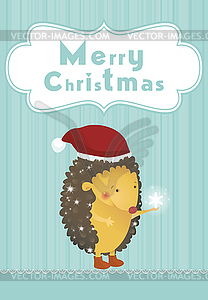 Merry Christmas hedgehog background - vector clip art