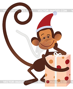 Merry Christmas monkey - royalty-free vector clipart