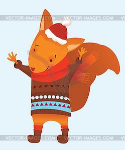 Christmas squirrel - vector image