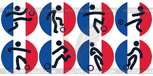 Football icons on French flag - vector clipart / vector image