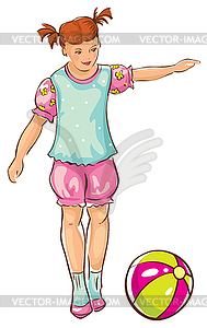 Sketch of girl with ball - vector clipart