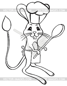 Jerboa chef outline - vector image