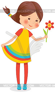 Girl with flower - vector image