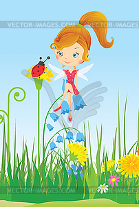 Fairy on meadow - vector image