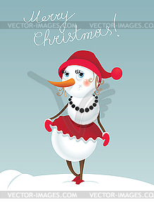 Christmas snowman-girl - vector clipart / vector image