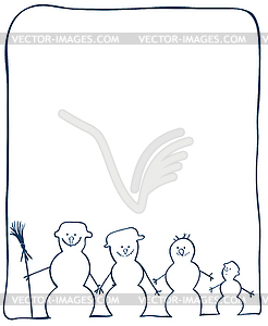 Christmas card with snowmans - vector image