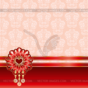 Valentine square background with bow - vector image