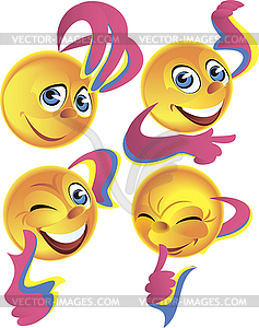 Four cheerful smileys - royalty-free vector image