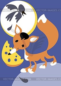 Crow and Fox - vector clip art