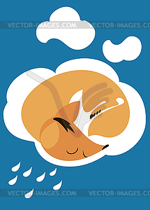 Fox on cloud - vector image