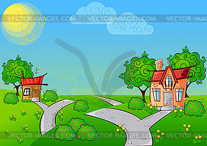 Background cartoon house - vector clip art